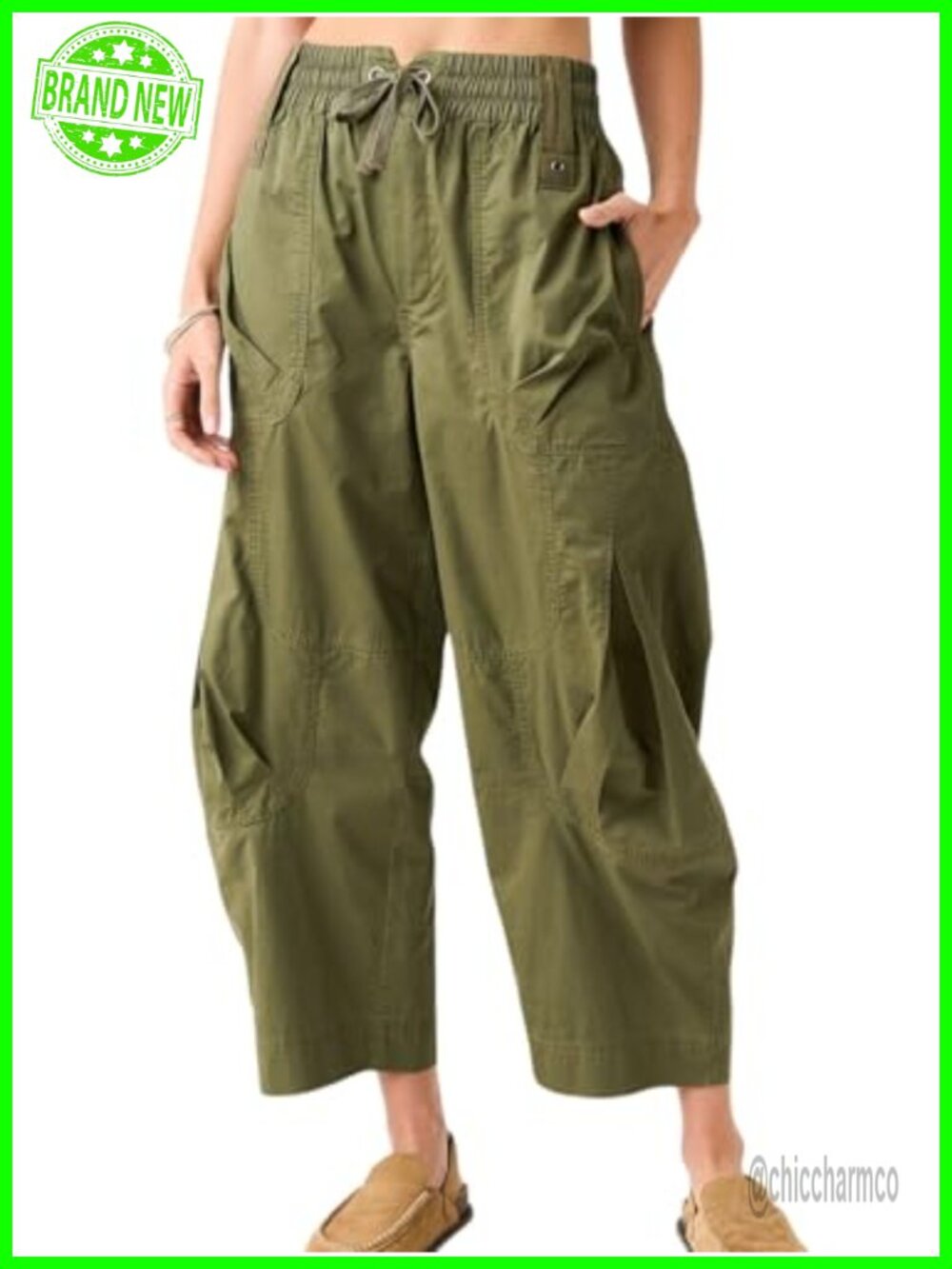 High Waisted Wide Leg Palazzo Pants Drawstring Cotton Blend Ankle Pants